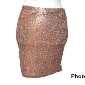 Hayden Rose gold sequined skirt size small NWT